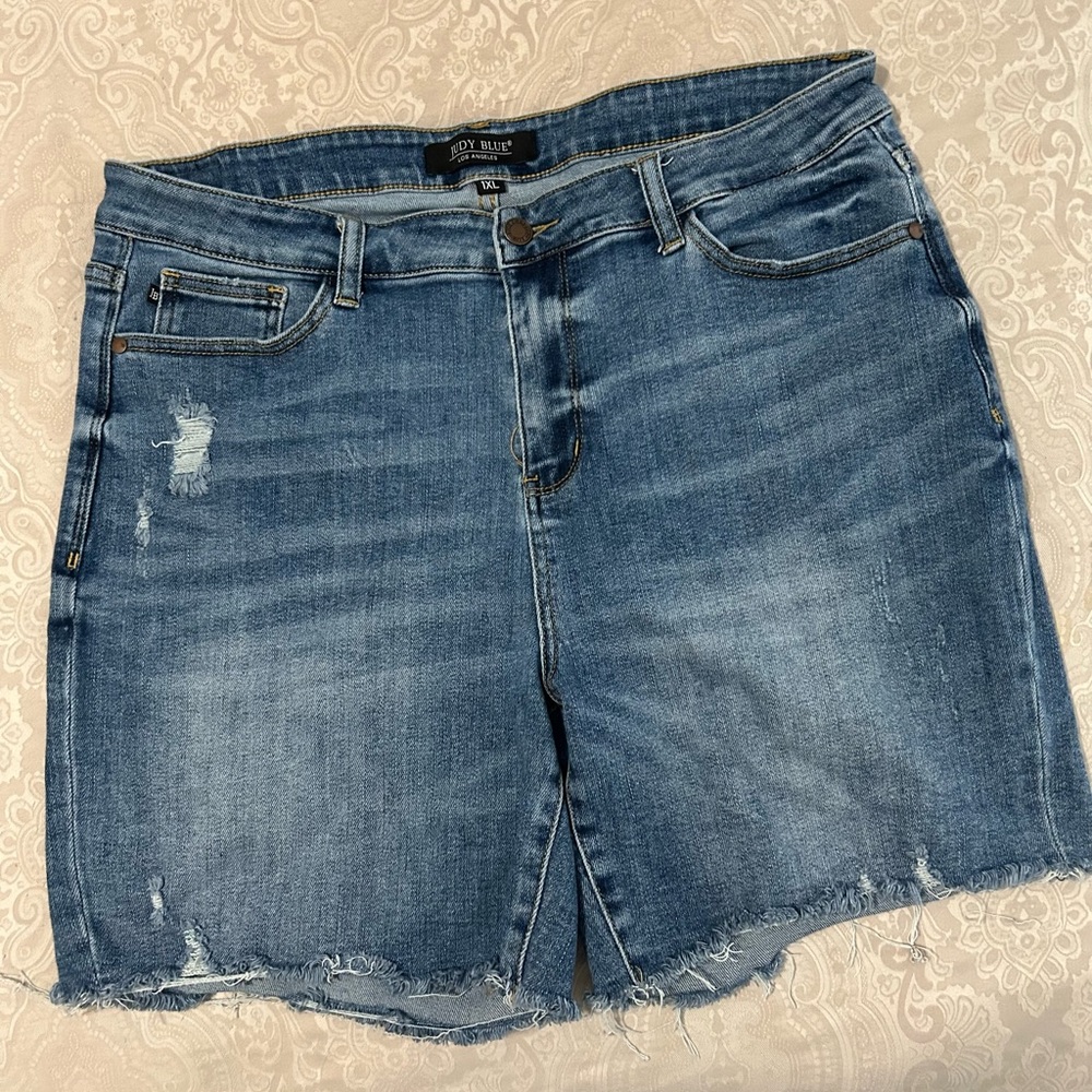 Judy Blue Distressed Blue Jean Shorts